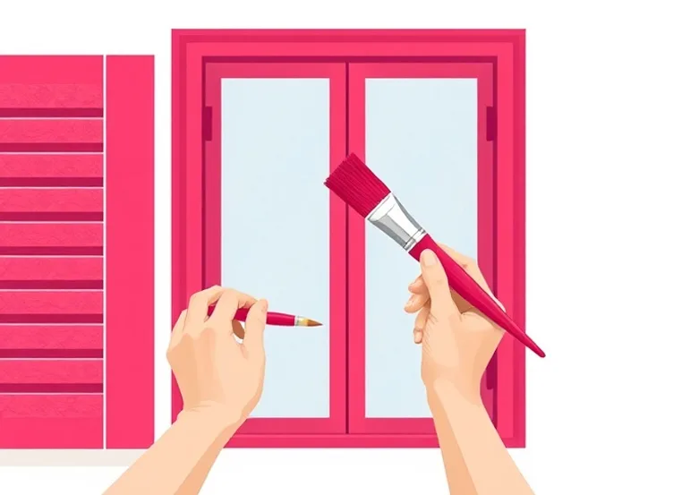 Mise en peinture au pinceau de volets et d'encadrements en bois
